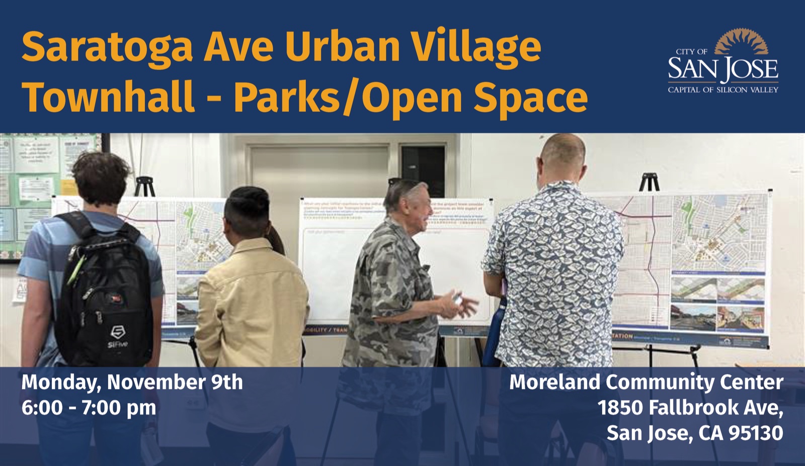 Saratoga Ave Urban Village Townhall: Parks & Open Space – Monday, November 9th